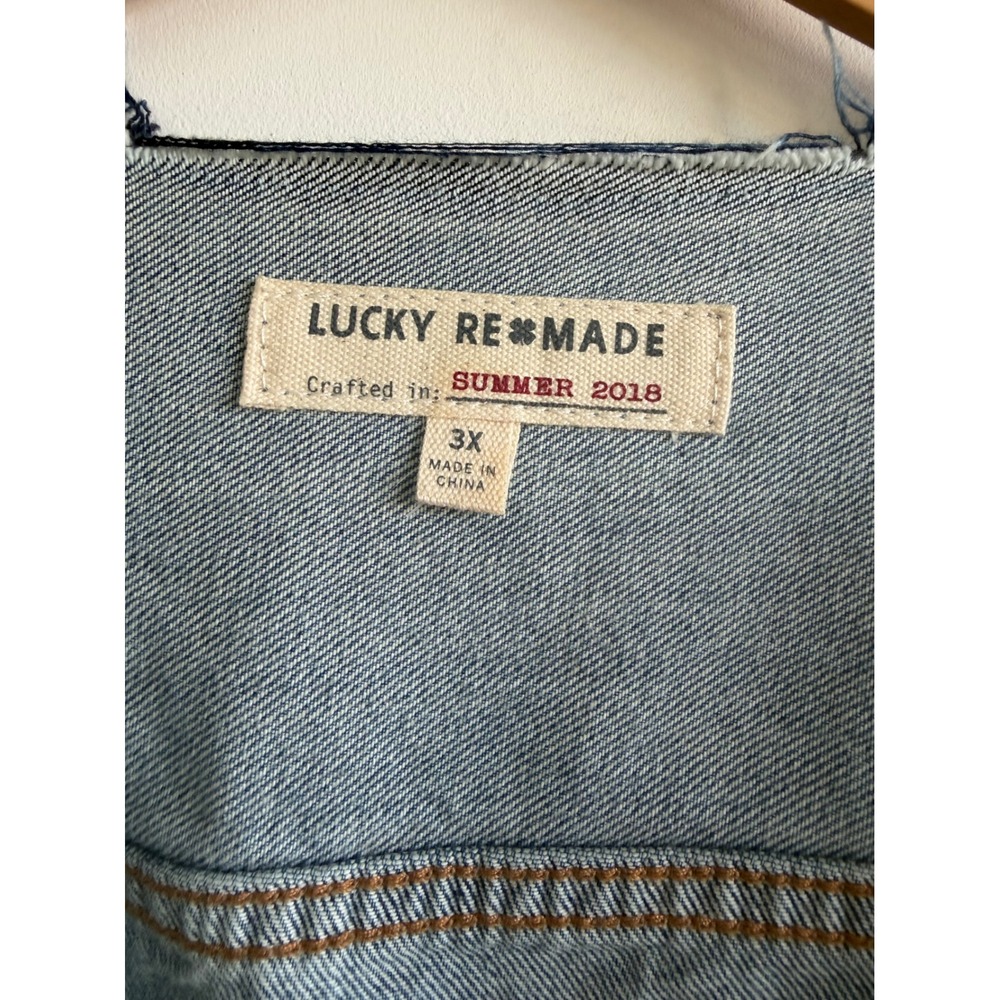 Lucky Brand Re-Made Smart Trucker festival Denim Jacket Light Wash 3X Western - Picture 2 of 9